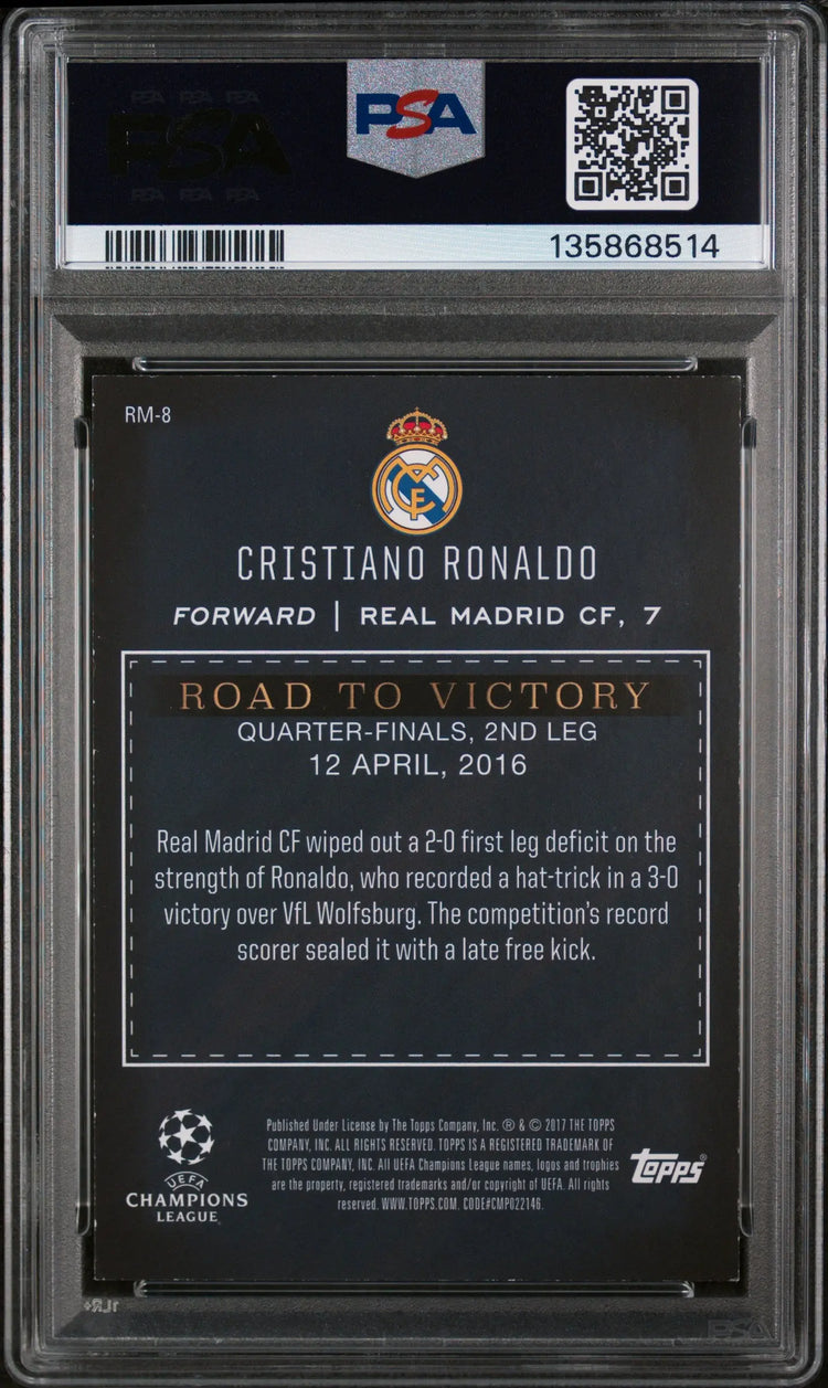 2016 Topps UEFA CL Showcase Road To Victory Gold Cristiano Ronaldo /50 PSA 6 