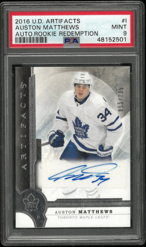 2016 UD Artifacts Autograph Auto RC Rookie Redemption Auston Matthews PSA 9 /135 