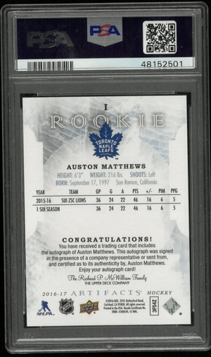 2016 UD Artifacts Autograph Auto RC Rookie Redemption Auston Matthews PSA 9 /135 