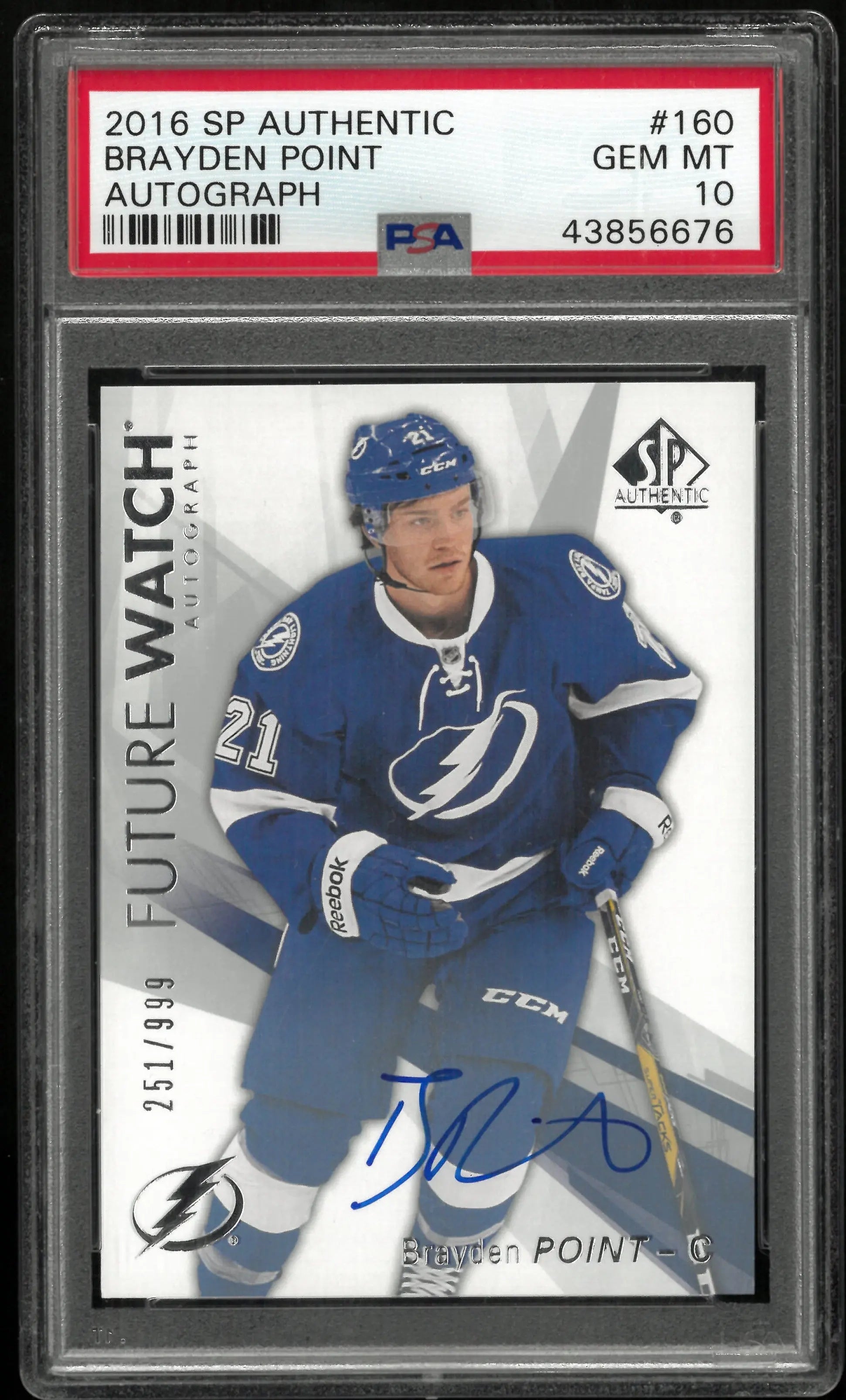 2016 UD SP Authentic Brayden Point RC Future Watch Auto PSA 10 /999 