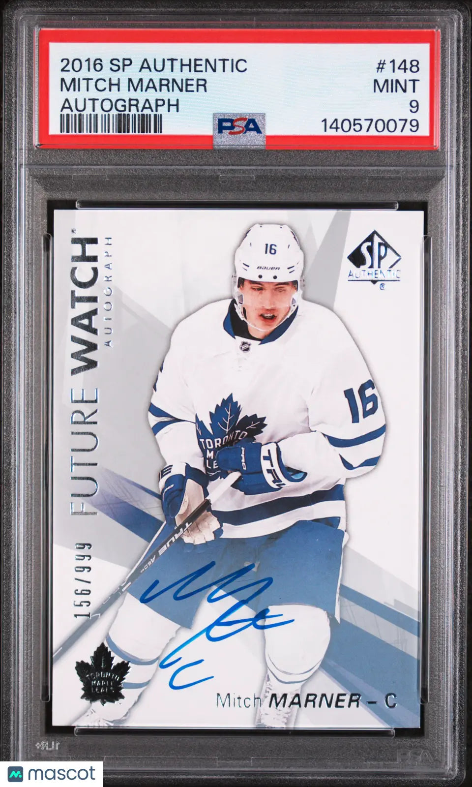 2016 UD SP Authentic Future Watch Rookie Mitch Marner Autograph Auto/999 RC PSA9 