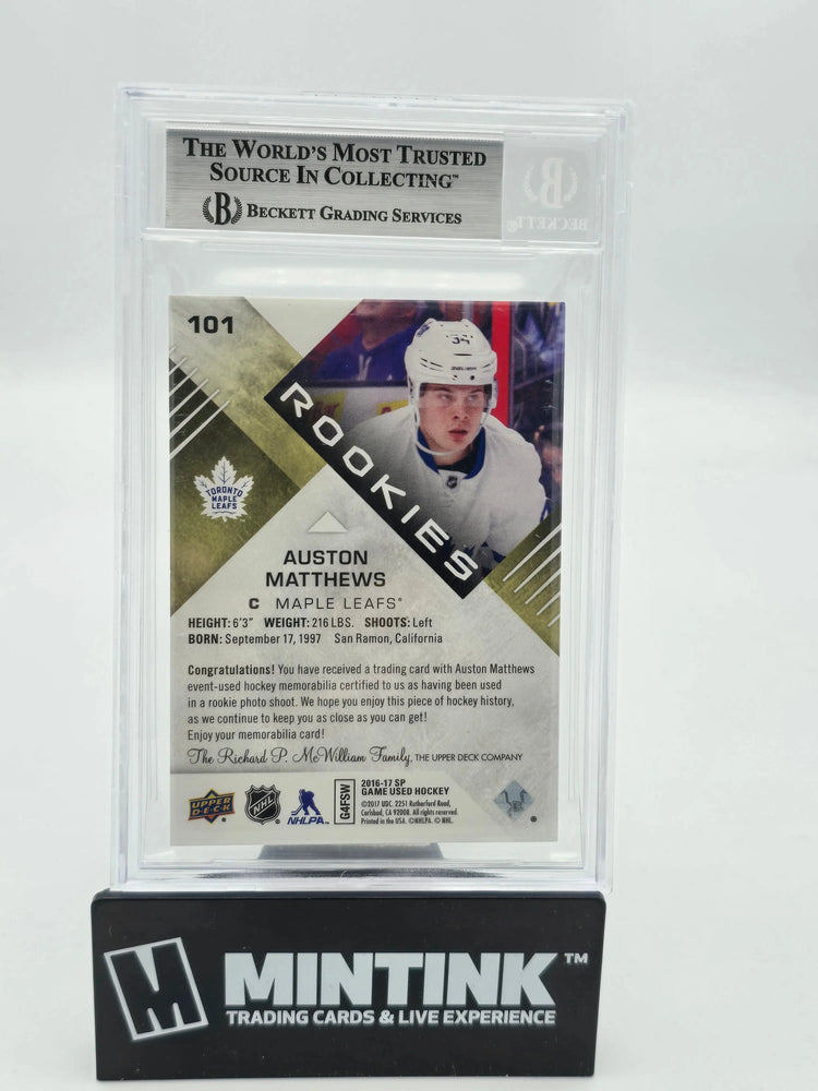 2016 UD SP Game Used Gold Spectrum Auston Matthews RC Rookie Patch BGS 9 1/49 