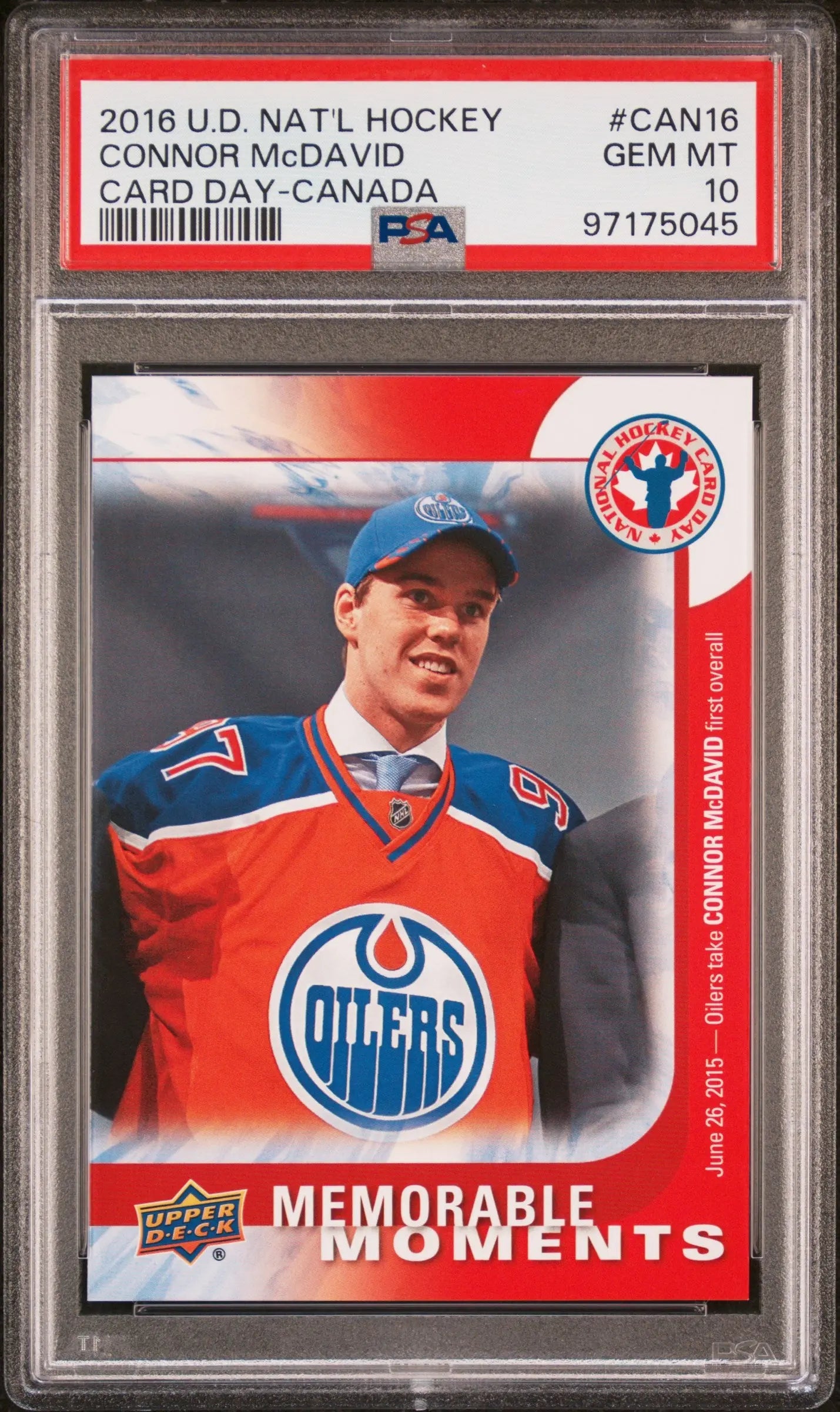 2016 Upper Deck National Hockey Card Day-Canada Connor McDavid  PSA 10 