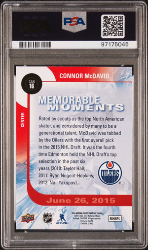 2016 Upper Deck National Hockey Card Day-Canada Connor McDavid  PSA 10 