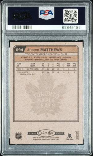 2016 Upper Deck O-Pee-Chee Update Rookie Auston Matthews RC PSA 9 