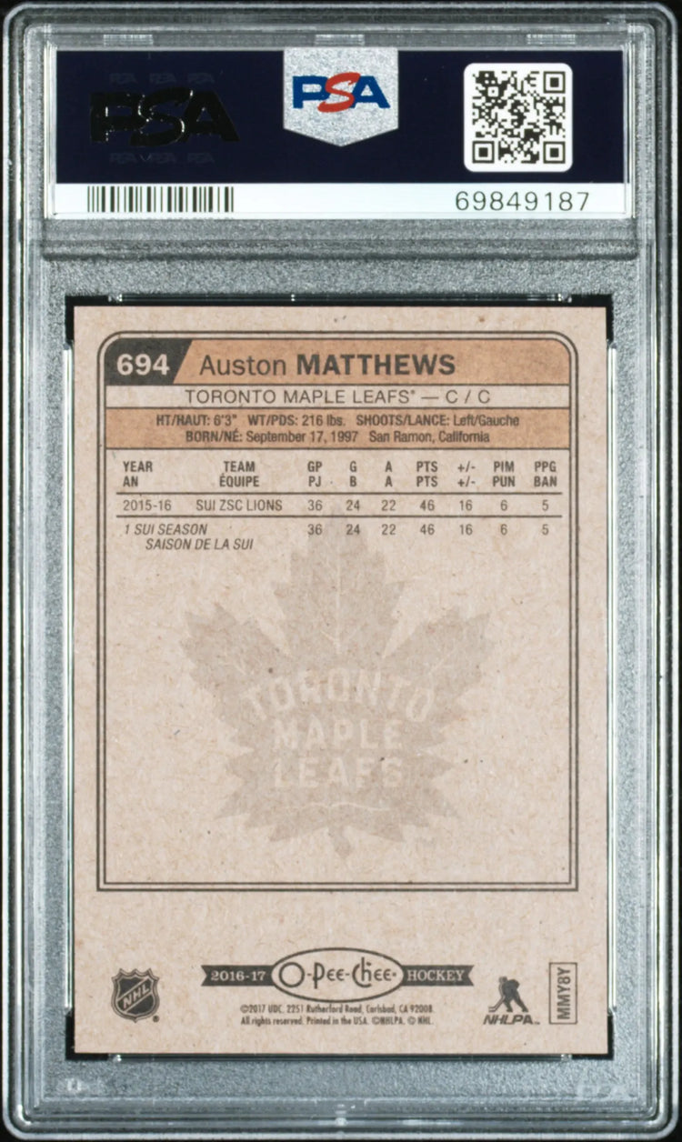 2016 Upper Deck O-Pee-Chee Update Rookie Auston Matthews RC PSA 9 