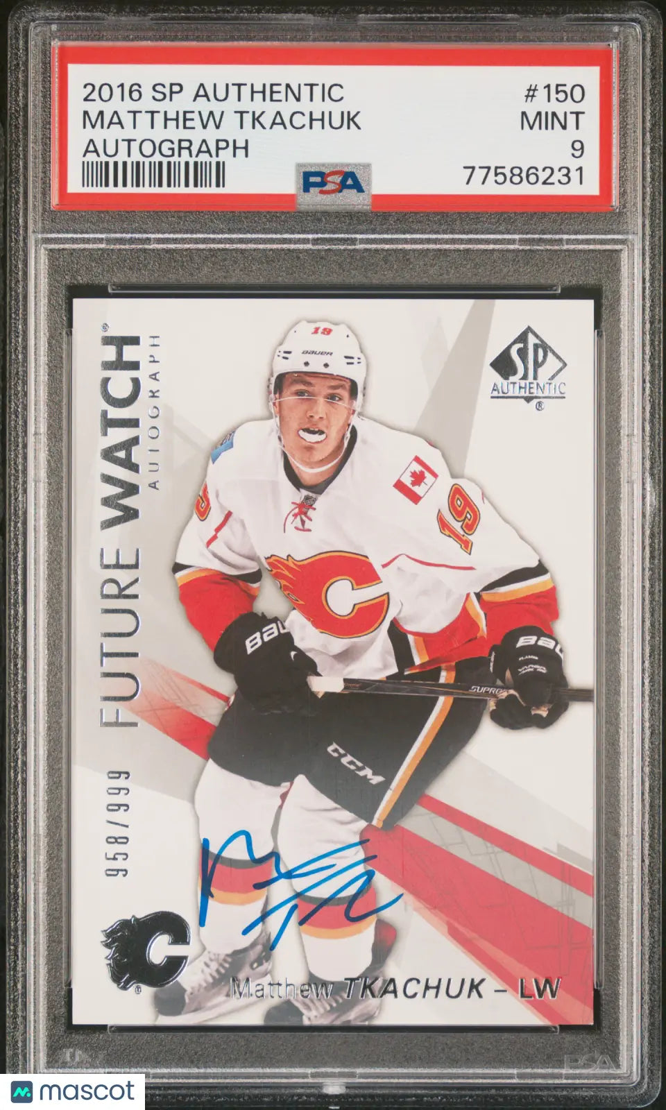 2016 Upper Deck SP Authentic Matthew Tkachuk #150 Autograph Auto PSA 9 /999 