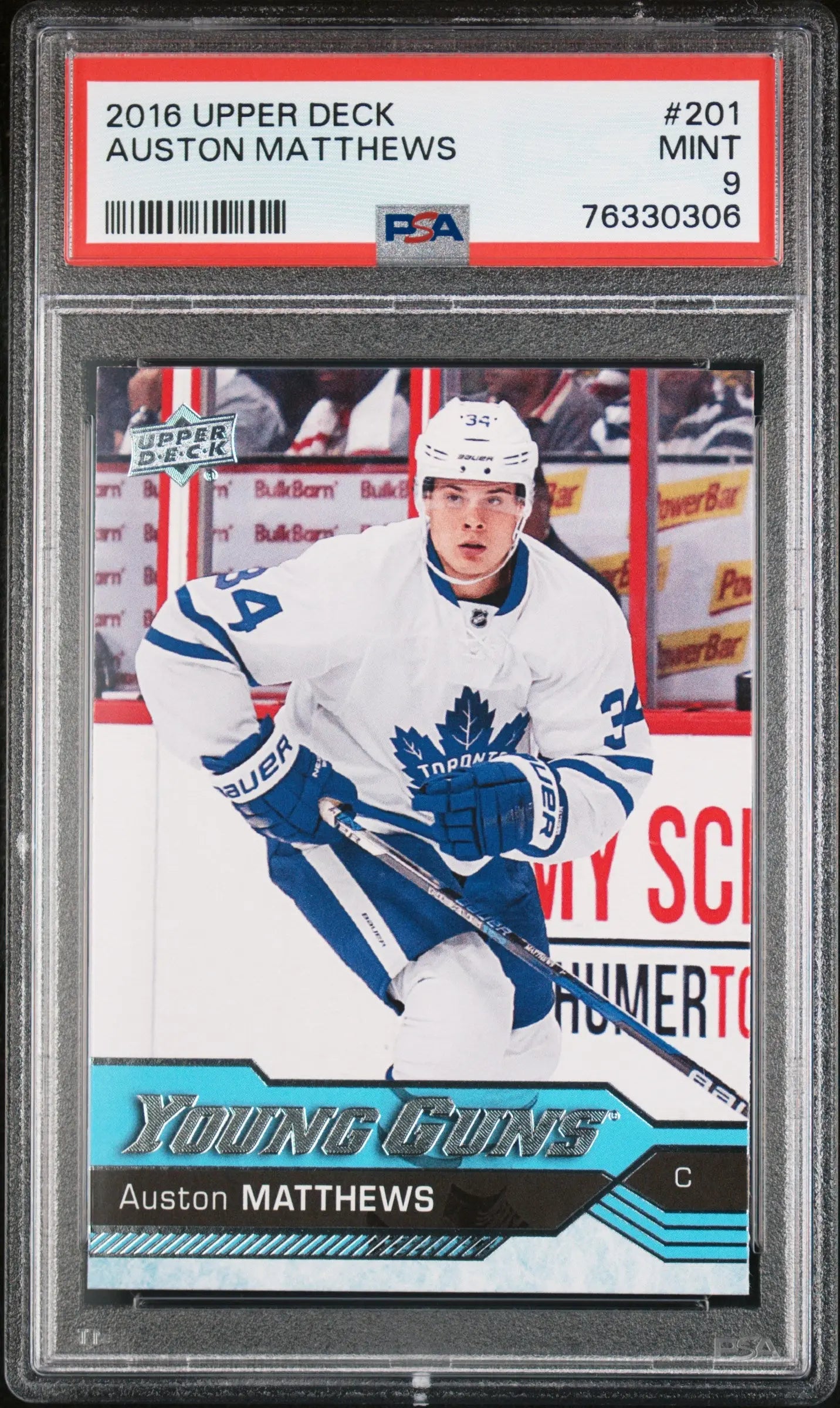 2016 Upper Deck Series 1 Young Guns Rookie Auston Matthews RC PSA 9 