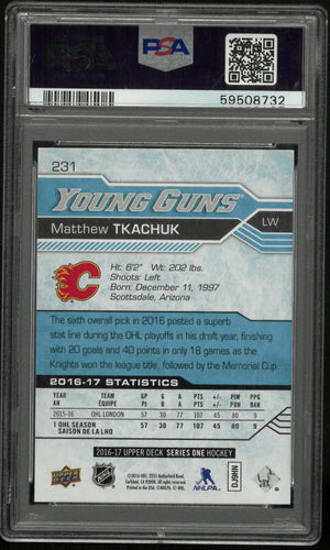 2016 Upper Deck Series 1 Young Guns Rookie Matthew Tkachuk RC PSA 9 