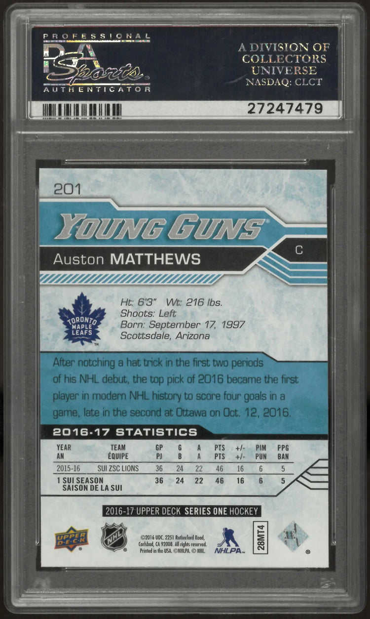 2016 Upper Deck Series One Auston Matthews Young Guns RC PSA 10 