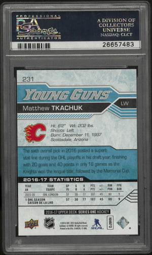 2016 Upper Deck Series One Young Guns Rookie Matthew Tkachuk RC PSA 10 