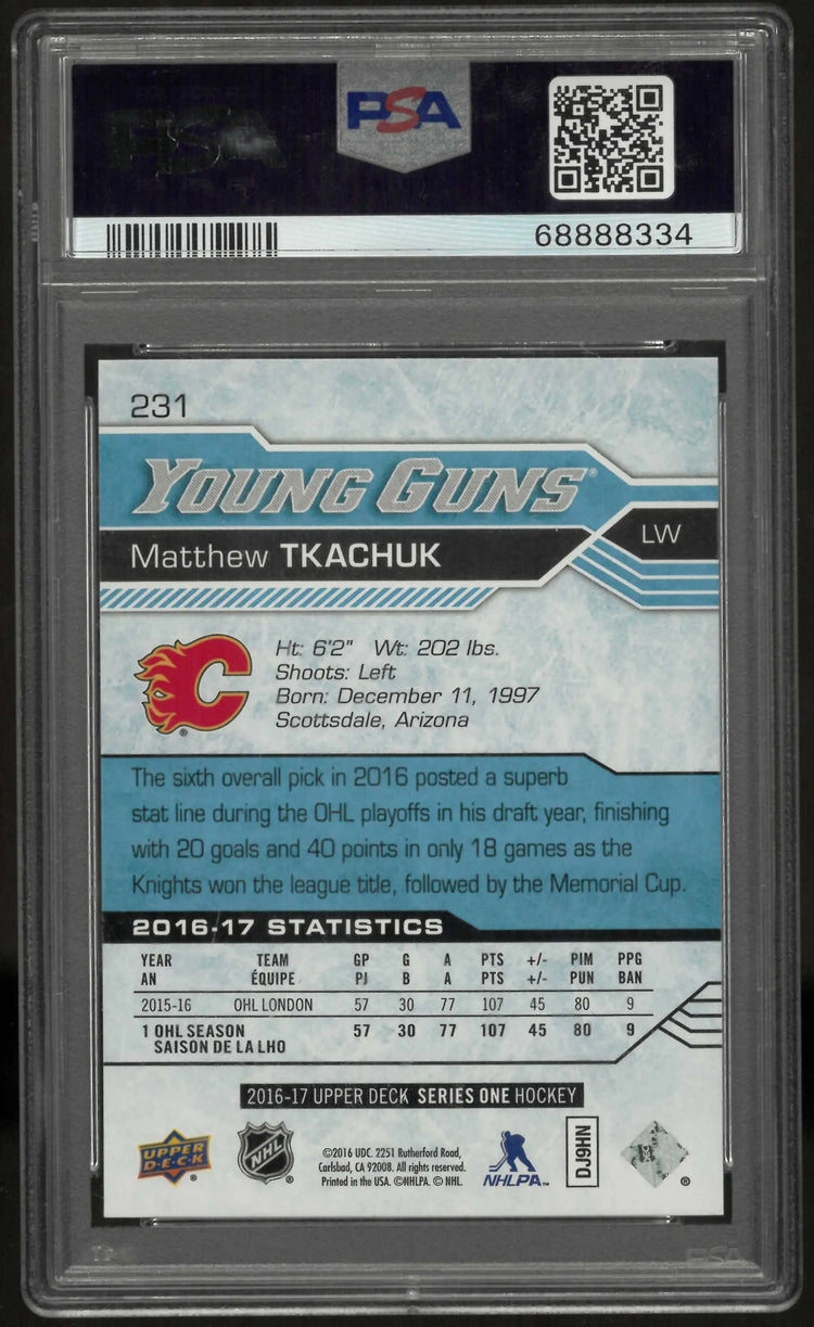 2016 Upper Deck Series One Young Guns Rookie Matthew Tkachuk RC PSA 10 
