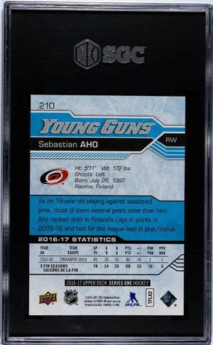2016 Upper Deck Series One Young Guns Rookie Sebastian Aho RC SGC 10 
