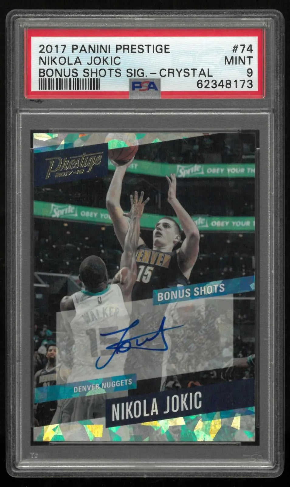 2017-18 Panini Prestige Bonus Shots Autograph Nikola Jokic Auto Crystal PSA 9 