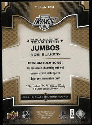 2017-18 UD Black Diamond Hockey Rob Blake Team Logo Jumbo Patch 5/5 