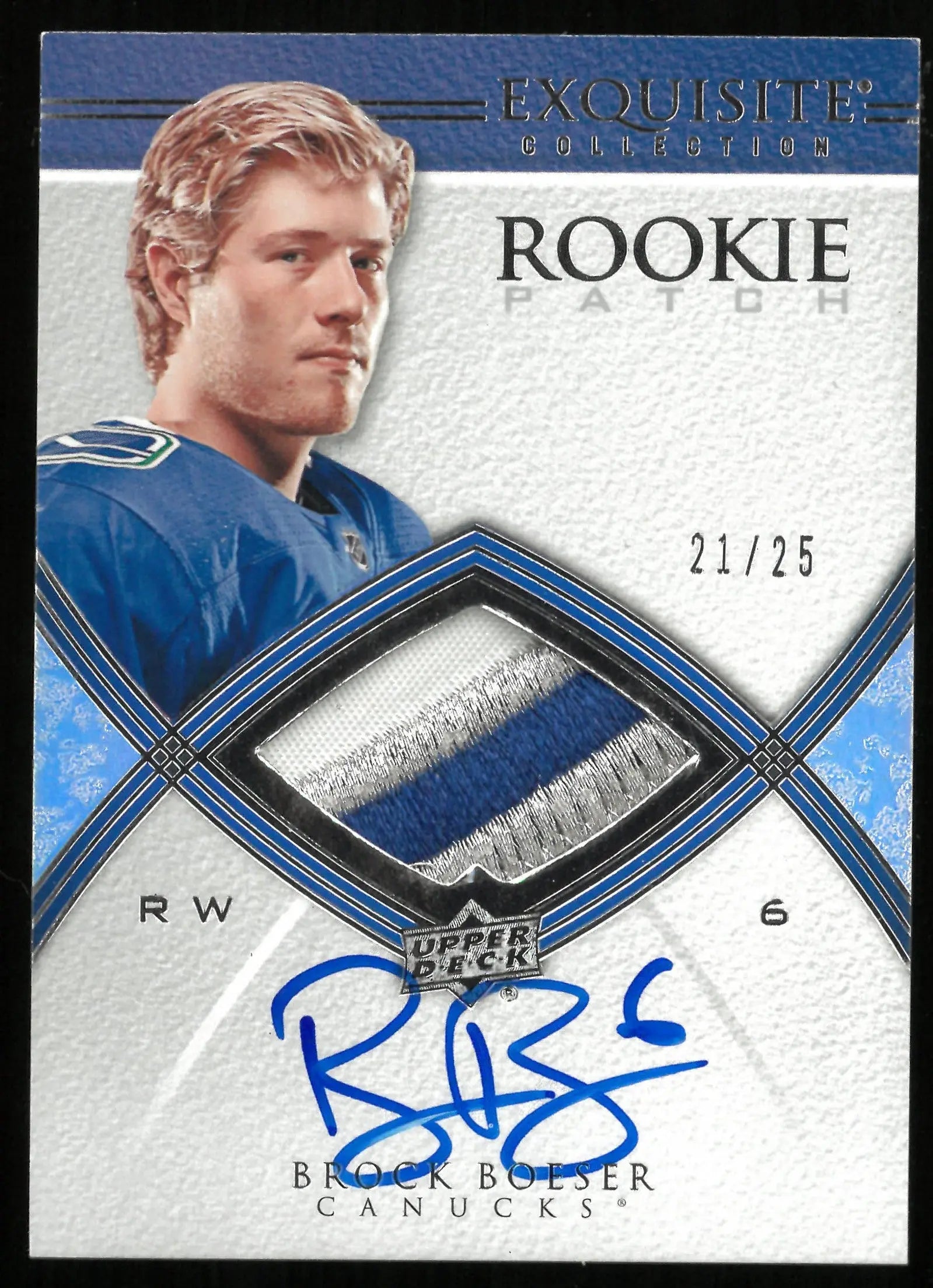 2017-18 UD Exquisite Col. Brock Boeser RC Rookie Patch Auto /25 