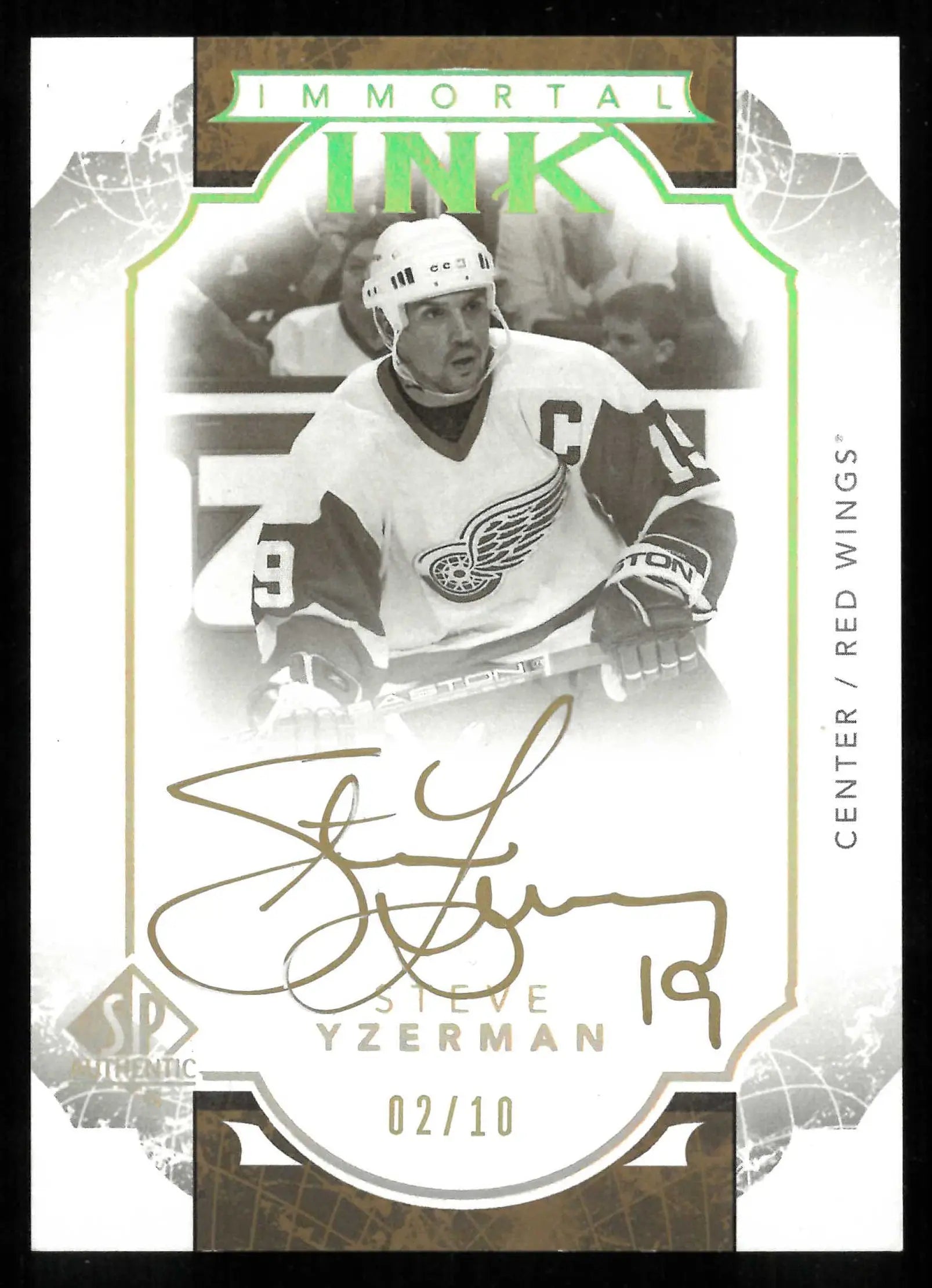 2017-18 UD SP Authentic Immortal Ink Autograph Steve Yzerman Auto /10 