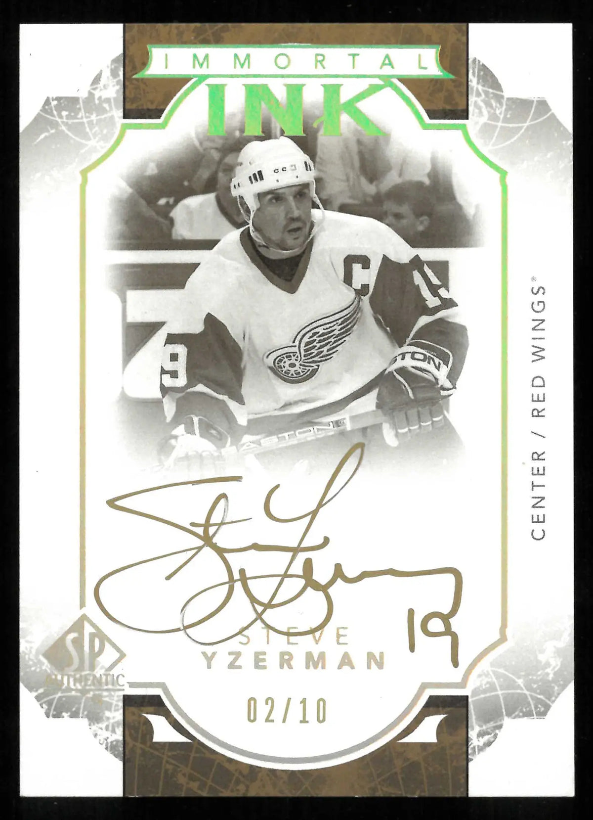2017-18 UD SP Authentic Immortal Ink Autograph Steve Yzerman Auto /10 