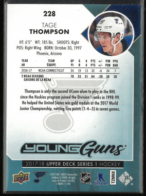 2017-18 Upper Deck Series 1 Hockey Young Guns Rookie Tage Thompson 