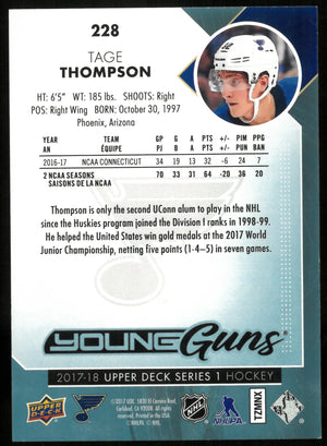2017-18 Upper Deck Series 1 Young Guns Rookie Tage Thompson 