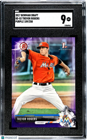 2017 1st Bowman Draft Paper Trevor Rogers Purple SGC 9 /250 