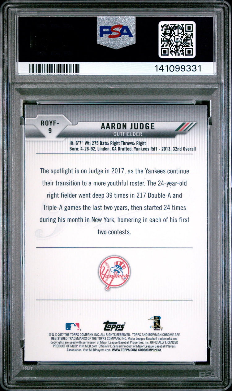 2017 Bowman Rookie Of The Year Roy Favorites Aaron Judge RC PSA 10 