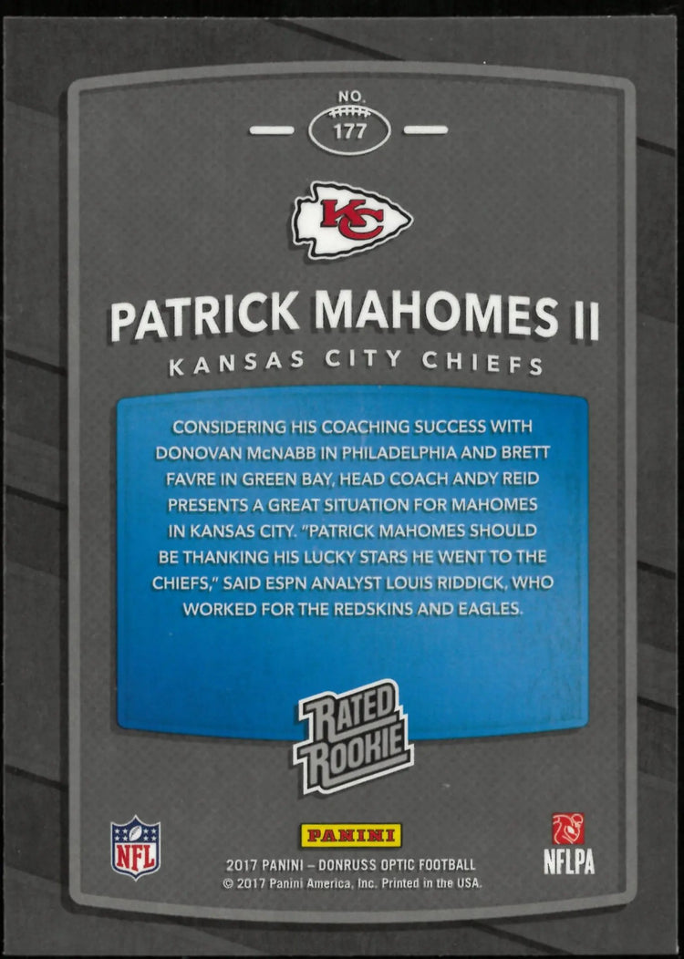 2017 Donruss Optic Football Patrick Mahome II Rated Rookie 