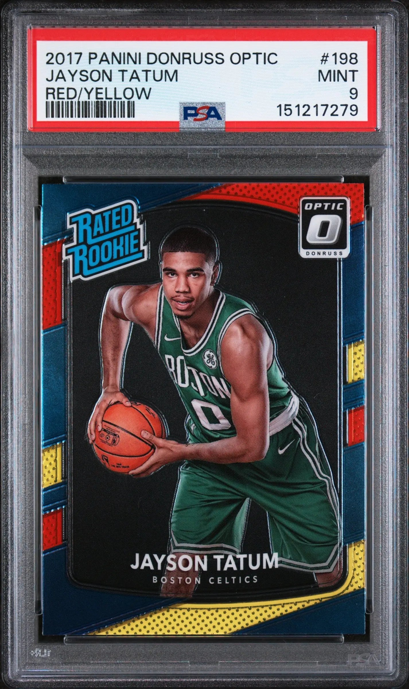2017 Panini Donruss Optic Rated Rookie Jayson Tatum Red Yellow RC PSA 9 