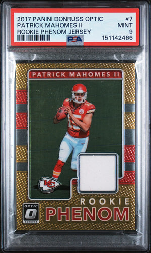 2017 Panini Donruss Optic Rookie Phenom Jersey Patch Patrick Mahomes II RC PSA 9 