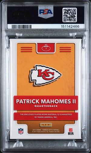 2017 Panini Donruss Optic Rookie Phenom Jersey Patch Patrick Mahomes II RC PSA 9 