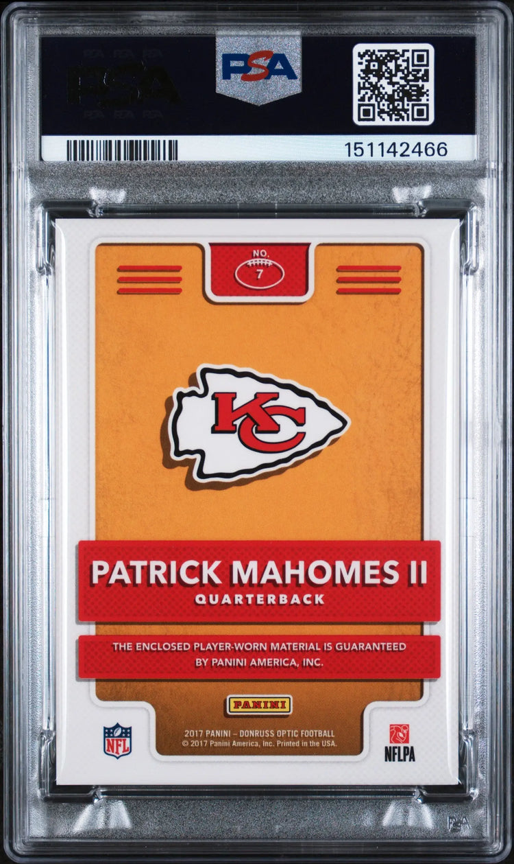 2017 Panini Donruss Optic Rookie Phenom Jersey Patch Patrick Mahomes II RC PSA 9 