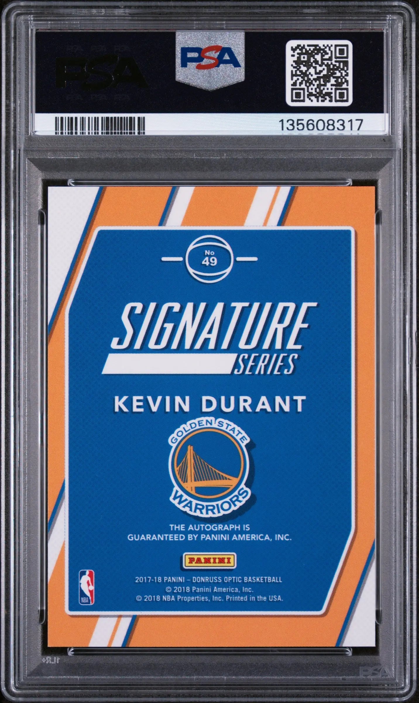 2017 Panini Donruss Optic Signature Series Kevin Durant #49 PSA 9 