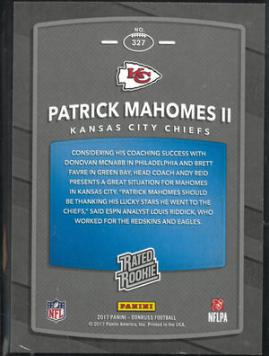 2017 Panini Donruss Rated Rookie Patrick Mahomes II RC 
