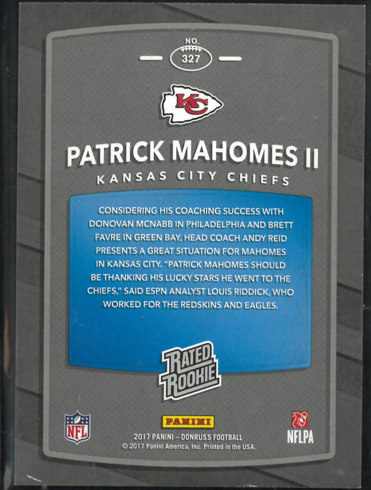 2017 Panini Donruss Rated Rookie Patrick Mahomes II RC 
