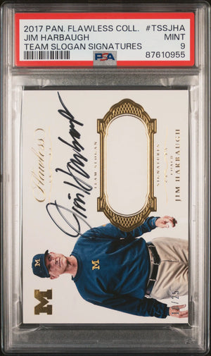 2017 Panini Flawless Collegiate Team Slogan Signatures Jim Harbaugh Auto/25 PSA9 