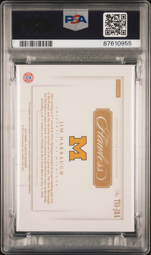 2017 Panini Flawless Collegiate Team Slogan Signatures Jim Harbaugh Auto/25 PSA9 