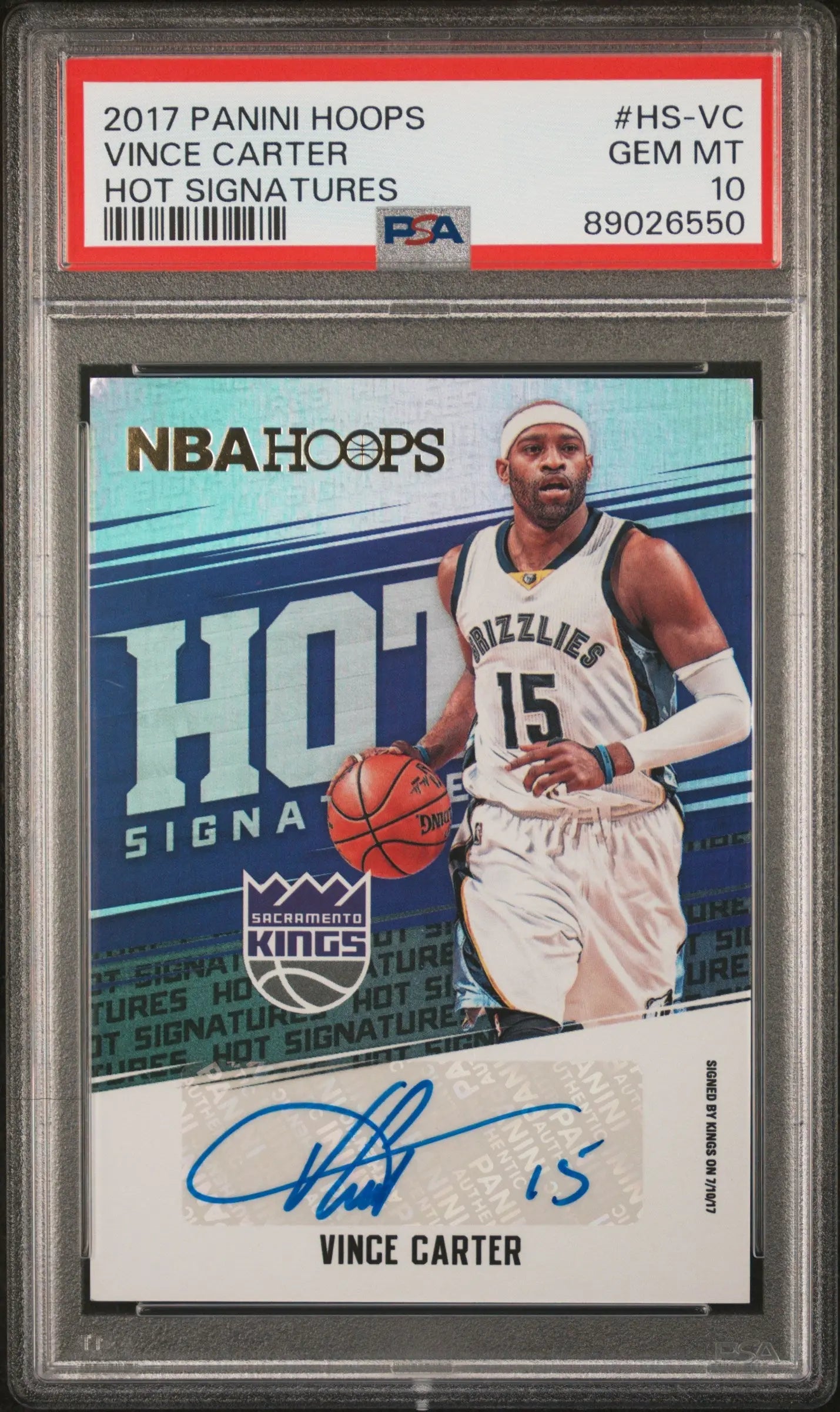 2017 Panini Hoops Hot Signatures Autograph Vince Carter Auto PSA 10 