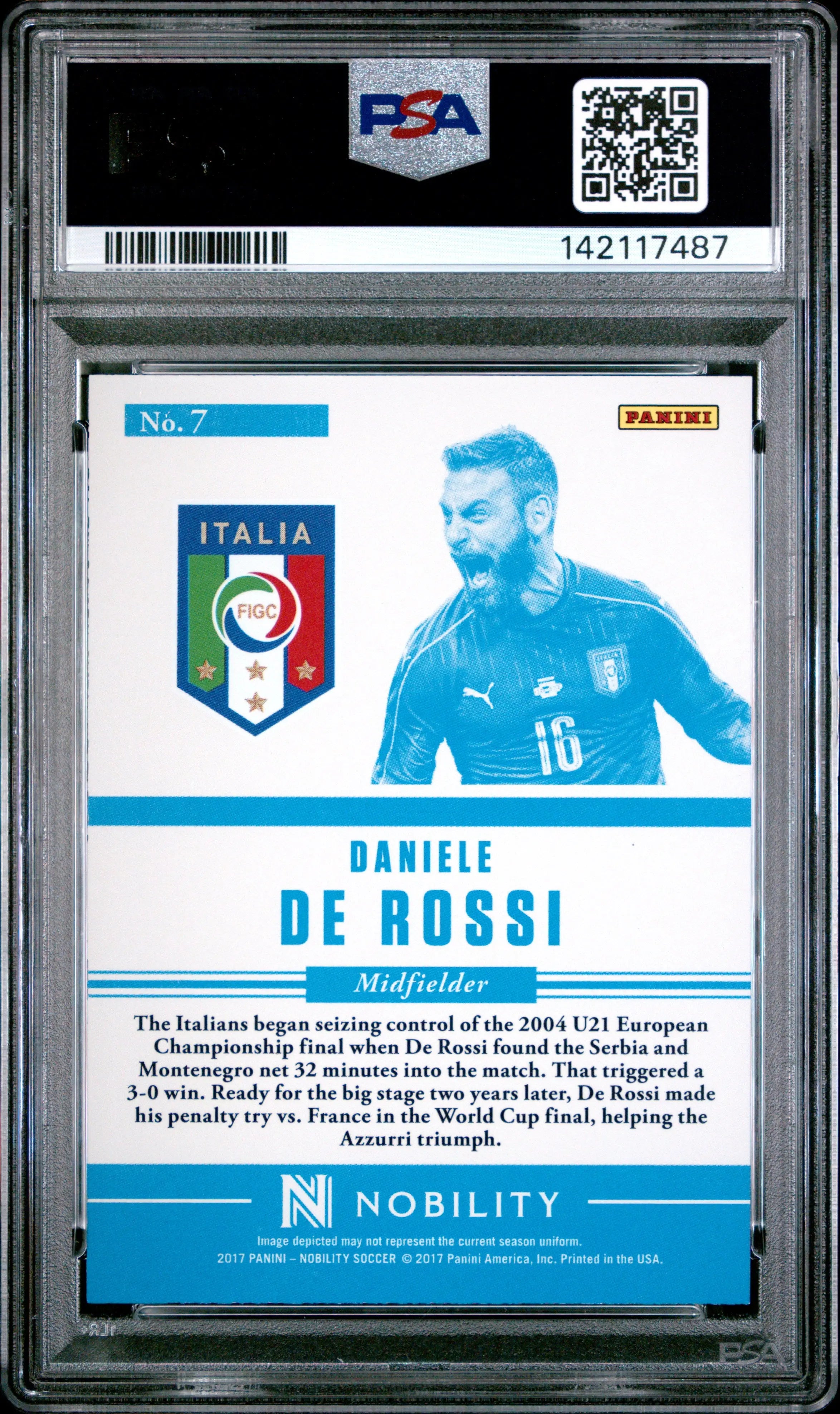 2017 Panini Nobility Championship Caliber Daniele De Rossi #7 Gold /10 PSA 10 