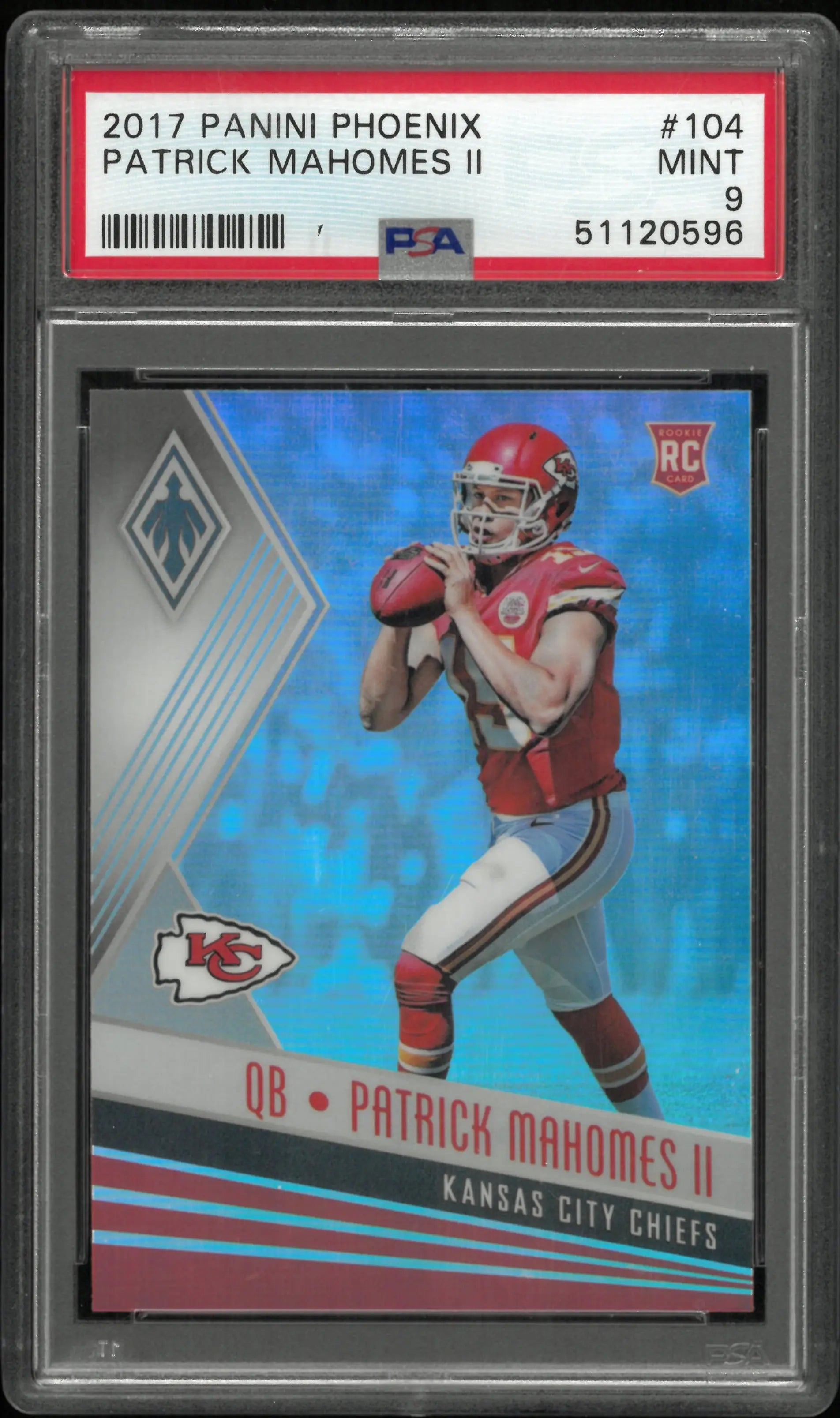 2017 Panini Phoenix Football Patrick Mahomes II RC Rookie #104 PSA 9 