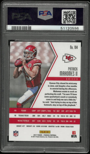 2017 Panini Phoenix Football Patrick Mahomes II RC Rookie #104 PSA 9 