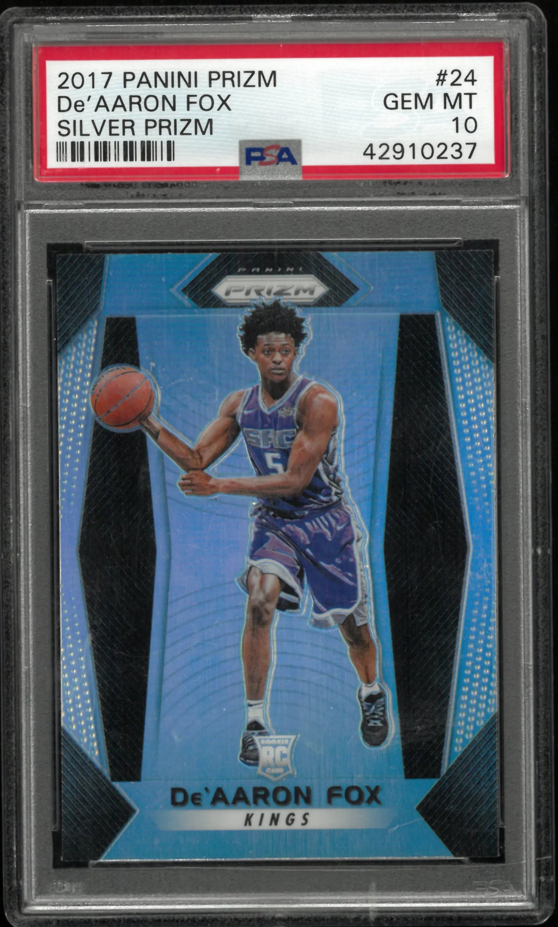 NBA Prizm De’Aaron Fox RC silver PSA10 2017 Panini Prizm De'aaron Fox RC Rookie Silver Prizm PSA 10