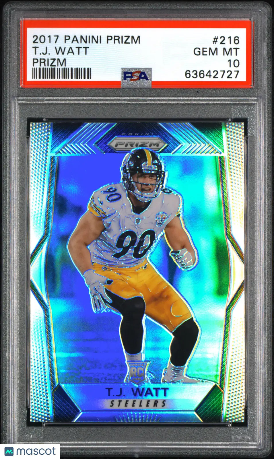 2017 Panini Prizm Football T. J. Watt RC Rookie Silver Prizm #216 PSA 10 