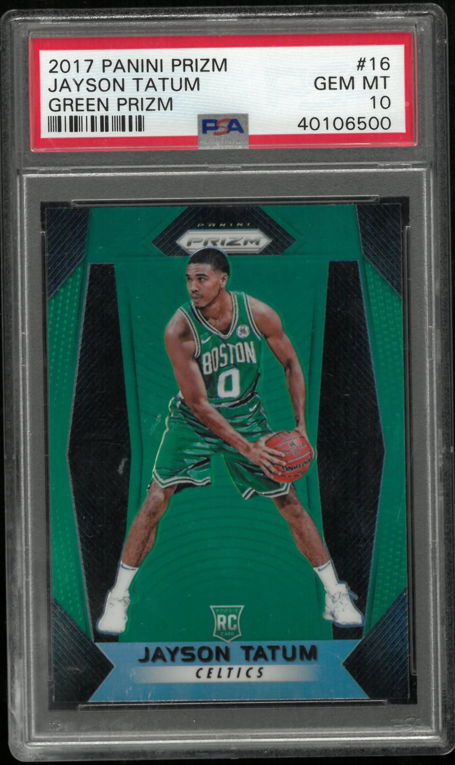 2017 Panini Prizm Jayson Tatum RC Rookie Green PSA 10 Celtics 