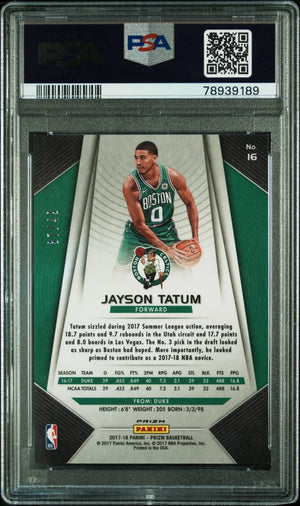 2017 Panini Prizm Jayson Tatum RC Rookie Orange Prizm PSA 10 /49 