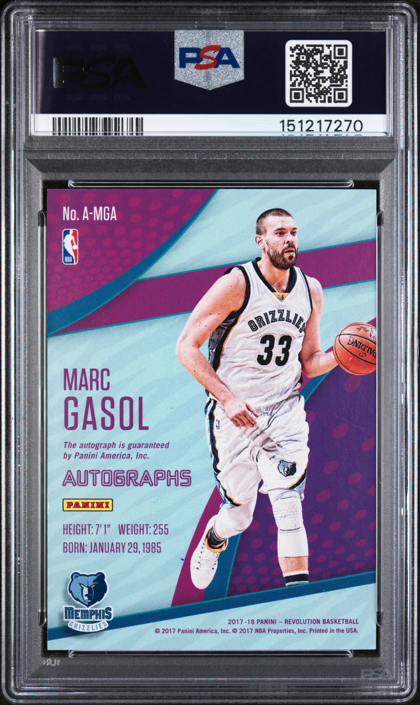 2017 Panini Revolution Autographs Marc Gasol Auto PSA 10 