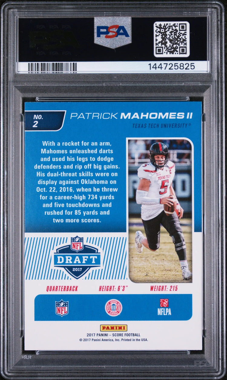 2017 Panini Score NFL Draft Rookie Patrick Mahomes II RC PSA 9 
