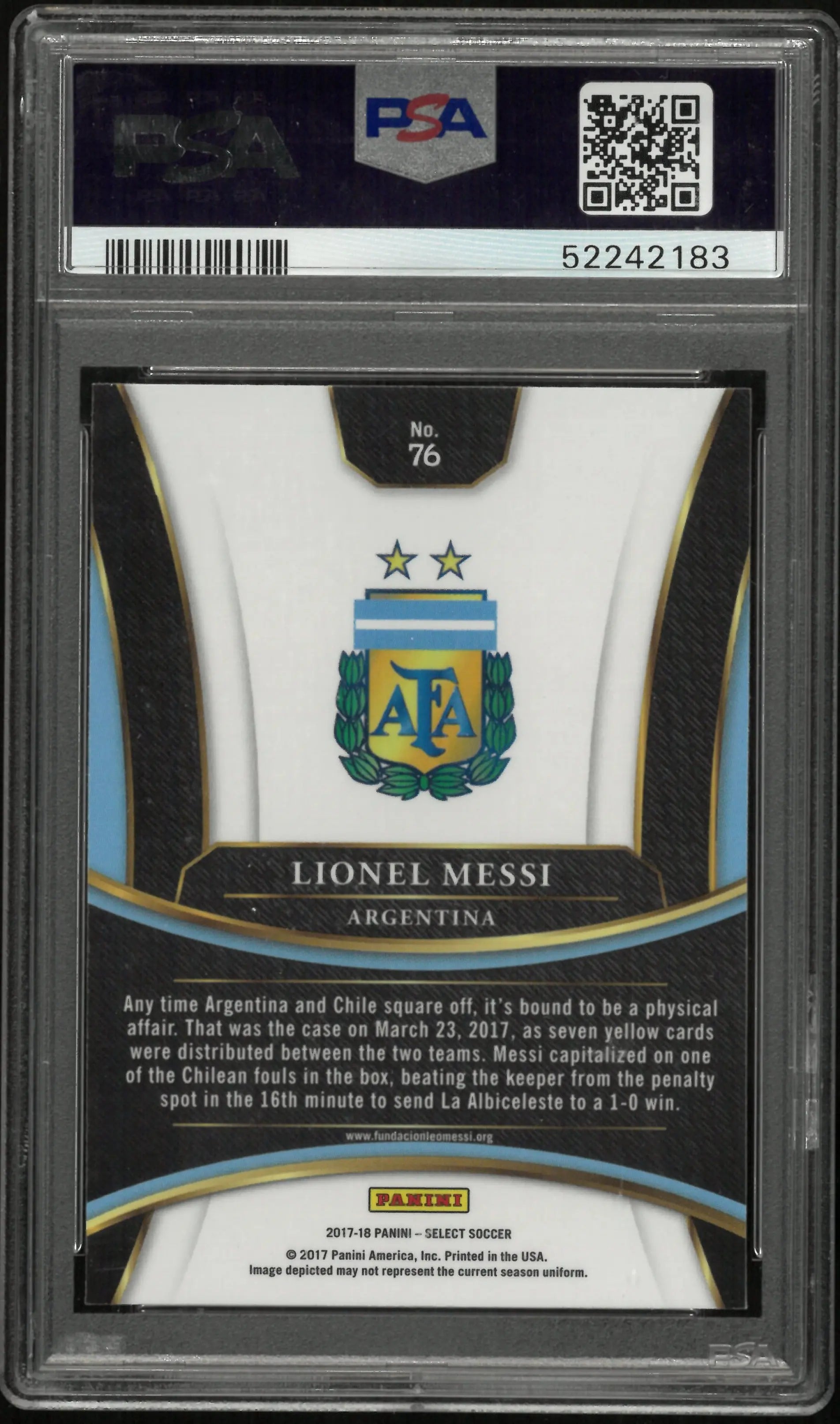 2017 Panini Select Soccer Lionel Messi #76 PSA 10 