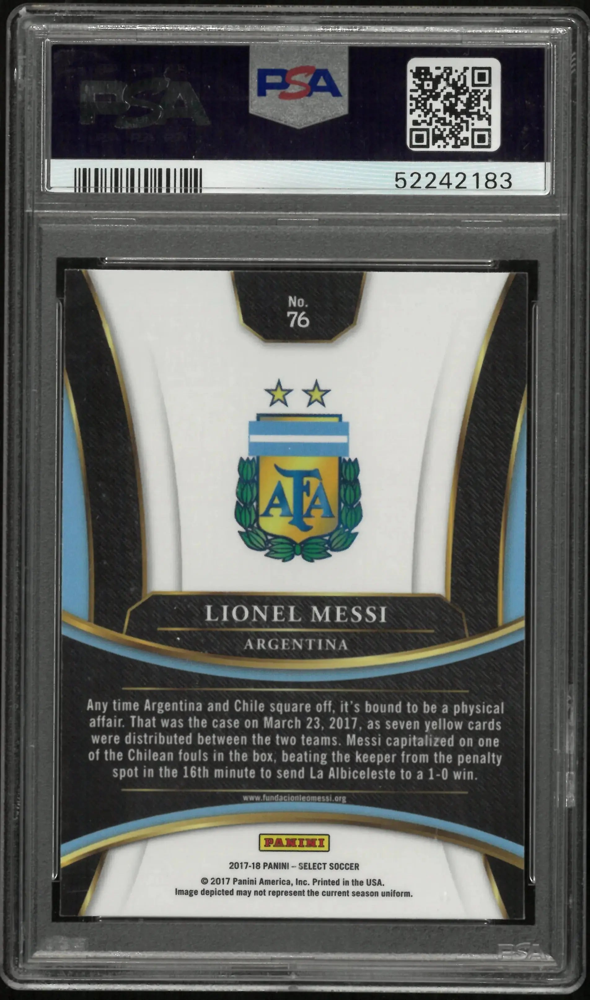 2017 Panini Select Soccer Lionel Messi #76 PSA 10 
