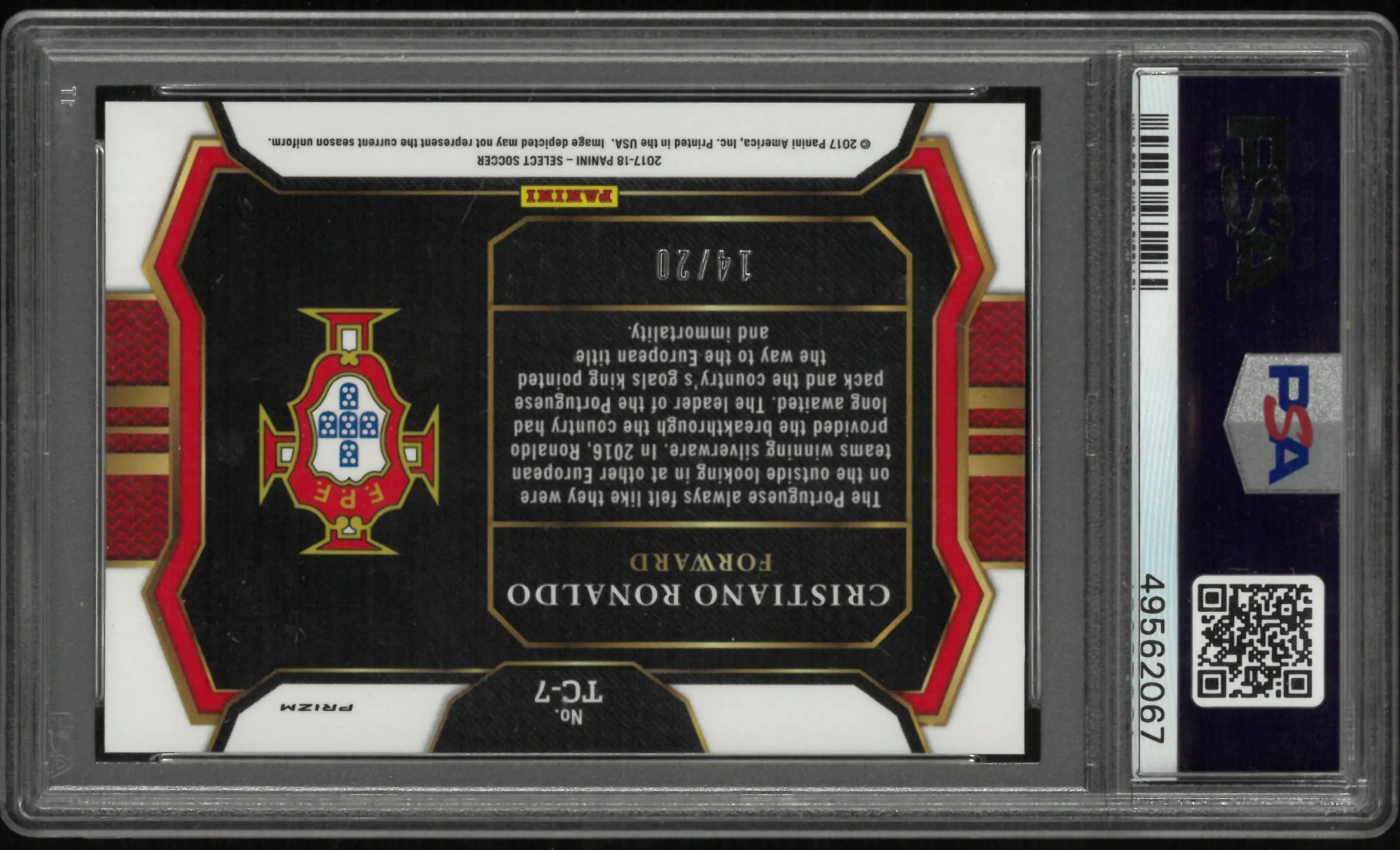 2017 Panini Select Soccer Top Of The Class Cristiano Ronaldo Camo PSA 9 /20 