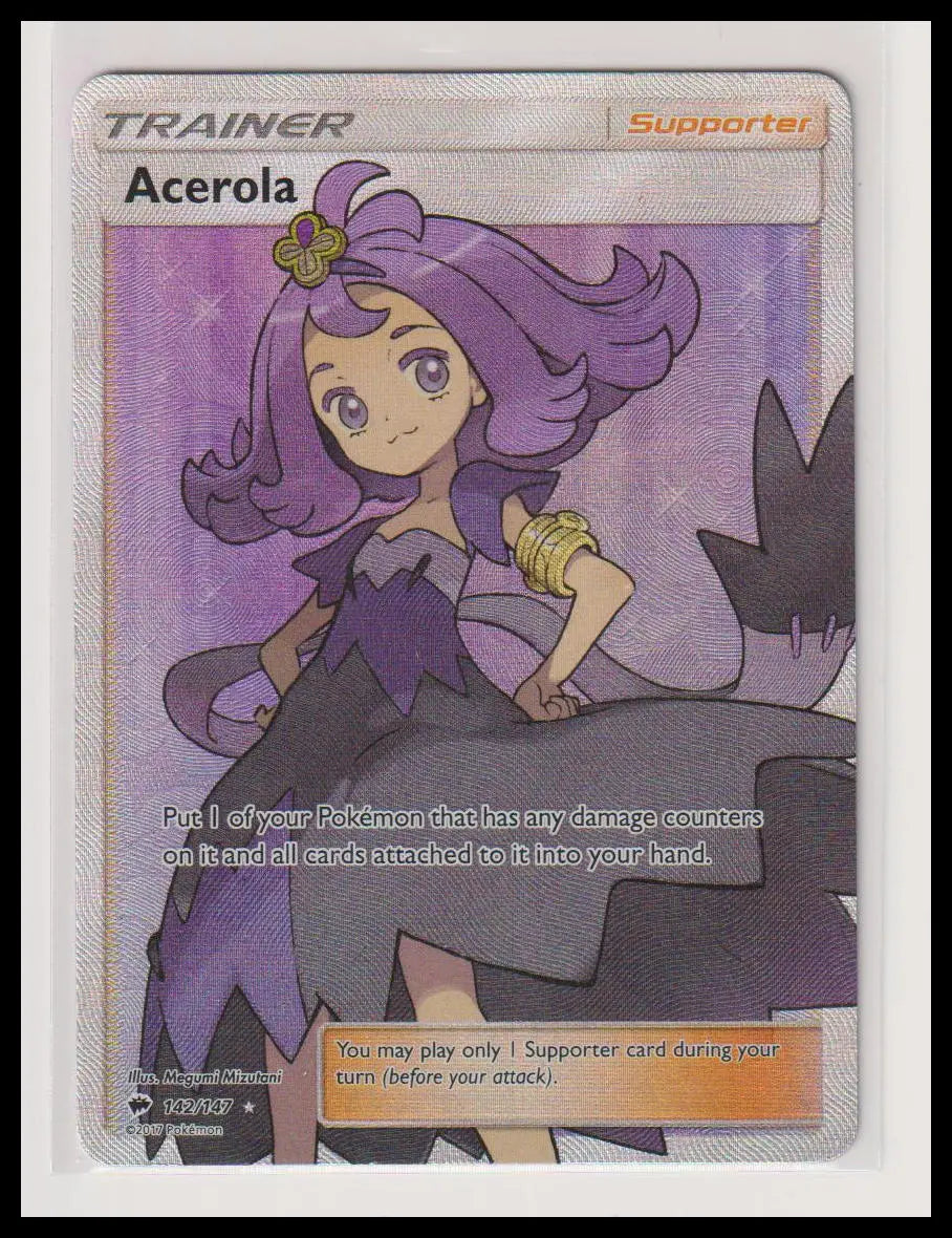 2017 Pokemon Burning Shado Acerola FUll Art 142/147 
